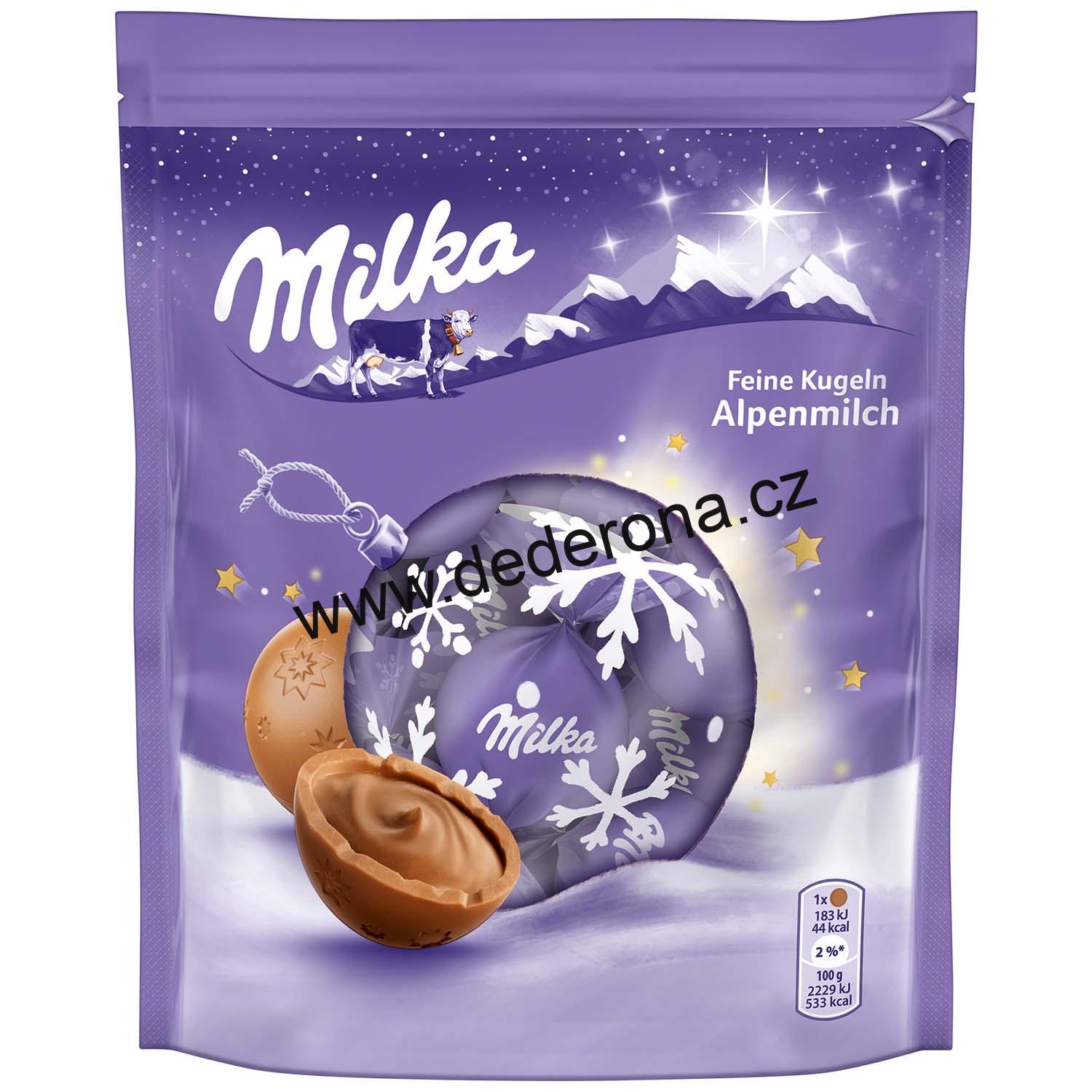 Milka - VÁNOČNÍ ČOKOLÁDOVÉ KULIČKY s čokoládovou náplní 90g - Německo!