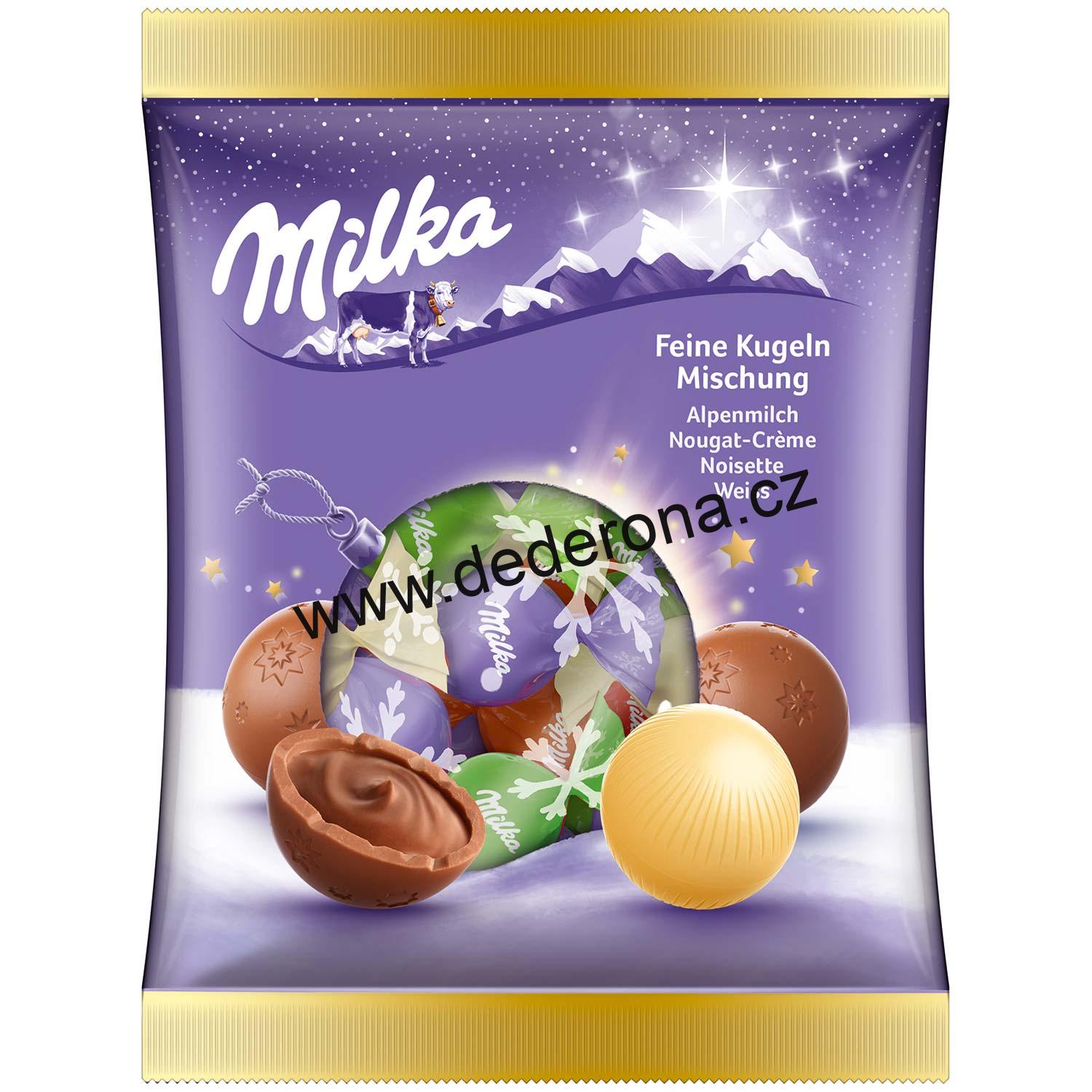 Milka - VÁNOČNÍ ČOKOLÁDOVÉ KULIČKY MIX 133g - Německo!