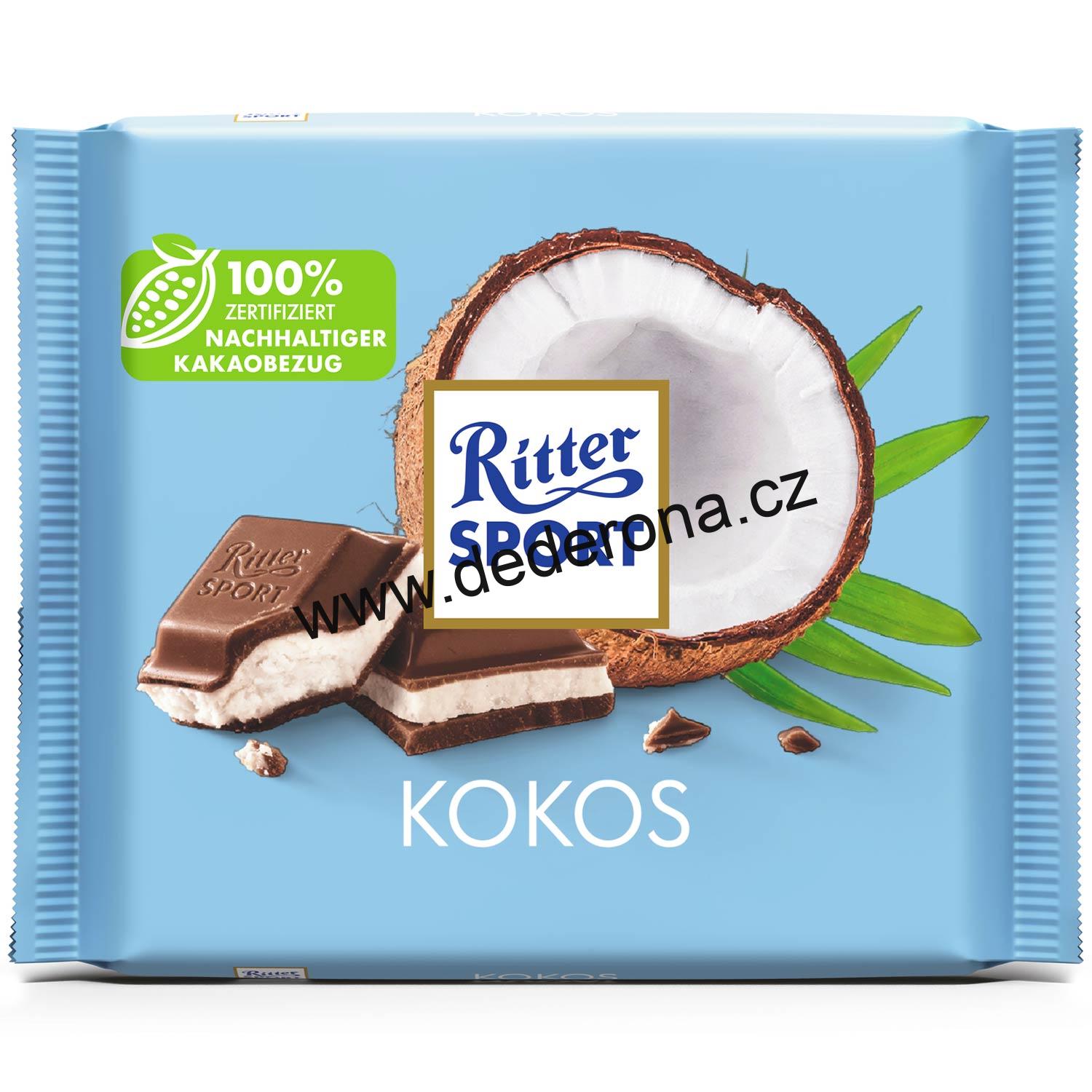 Ritter Sport - MLÉČNÁ čokoláda s KOKOSEM 100g - Německo!