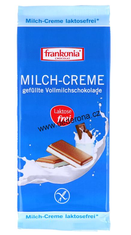 Frankonia - MLÉČNÁ čokoláda MLÉČNÝ KRÉM BEZ LAKTÓZY 100g - Německo!