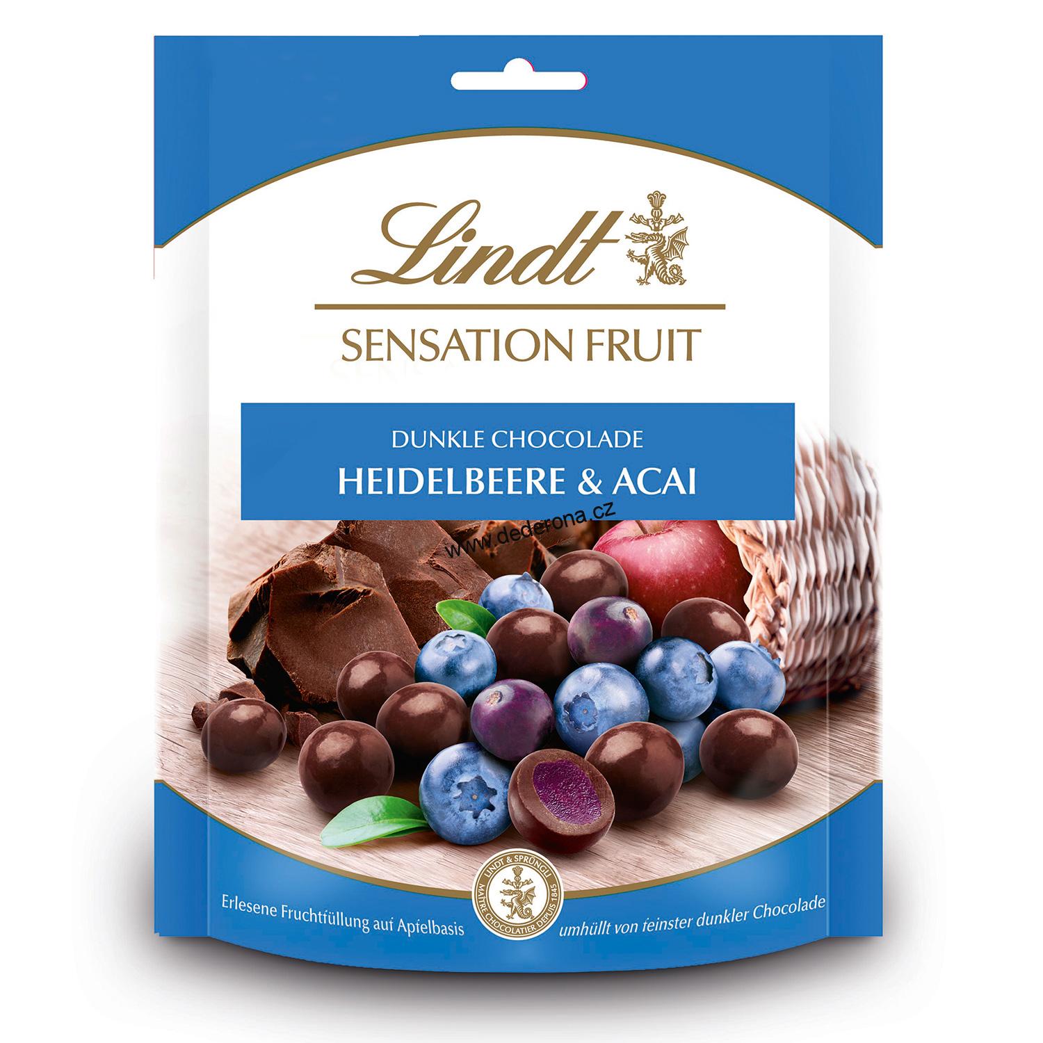 Lindt - BORŮVKY/ACAI v tmavé čokoládě 150g - Německo!