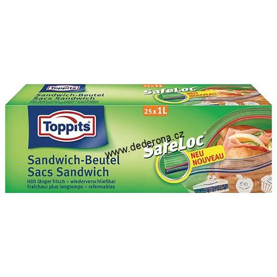 Toppits - SÁČKY na sendvič SafeLoc 25x1L - Německo!