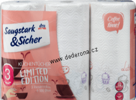 Saugstark&Sicher - Kuchyňské papírové ubrousky DESIGN 3-vrstvé 3x100ks - Německo