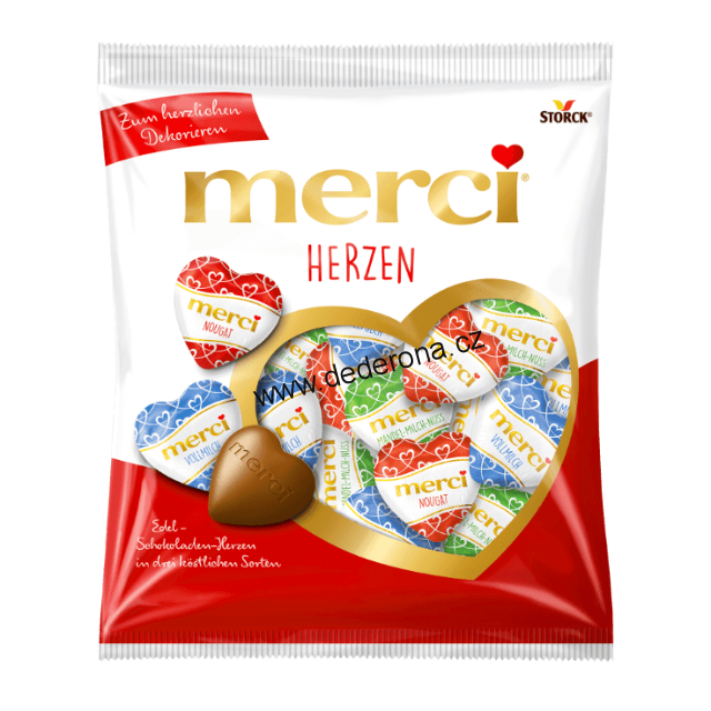 MERCI - Čokoládová SRDÍČKA MIX 175g - Německo!