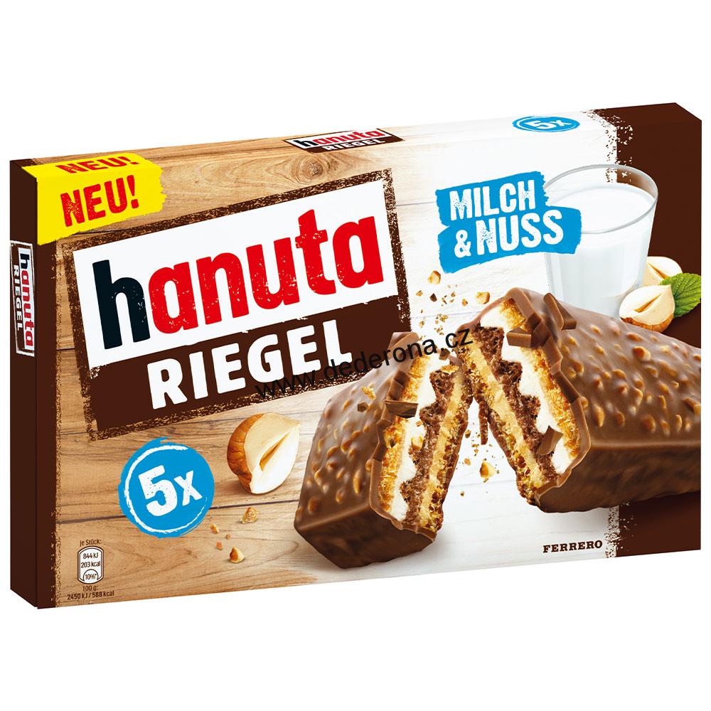 Hanuta - Tyčinky MLÉKO a OŘÍŠKY 5ks/bal. 172,5g - Německo!