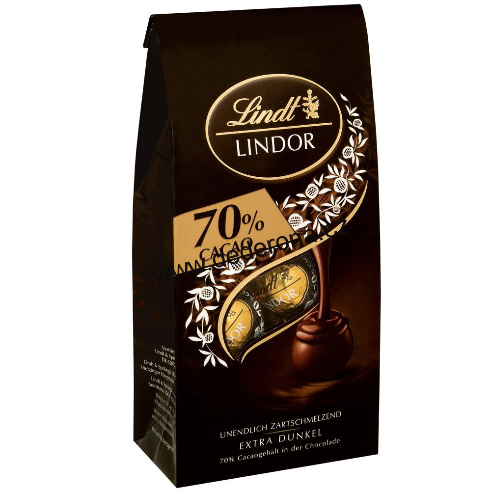 Lindt LINDOR - Čokoládové KULIČKY HOŘKÁ ČOKOLÁDA 70% 136g - Německo!