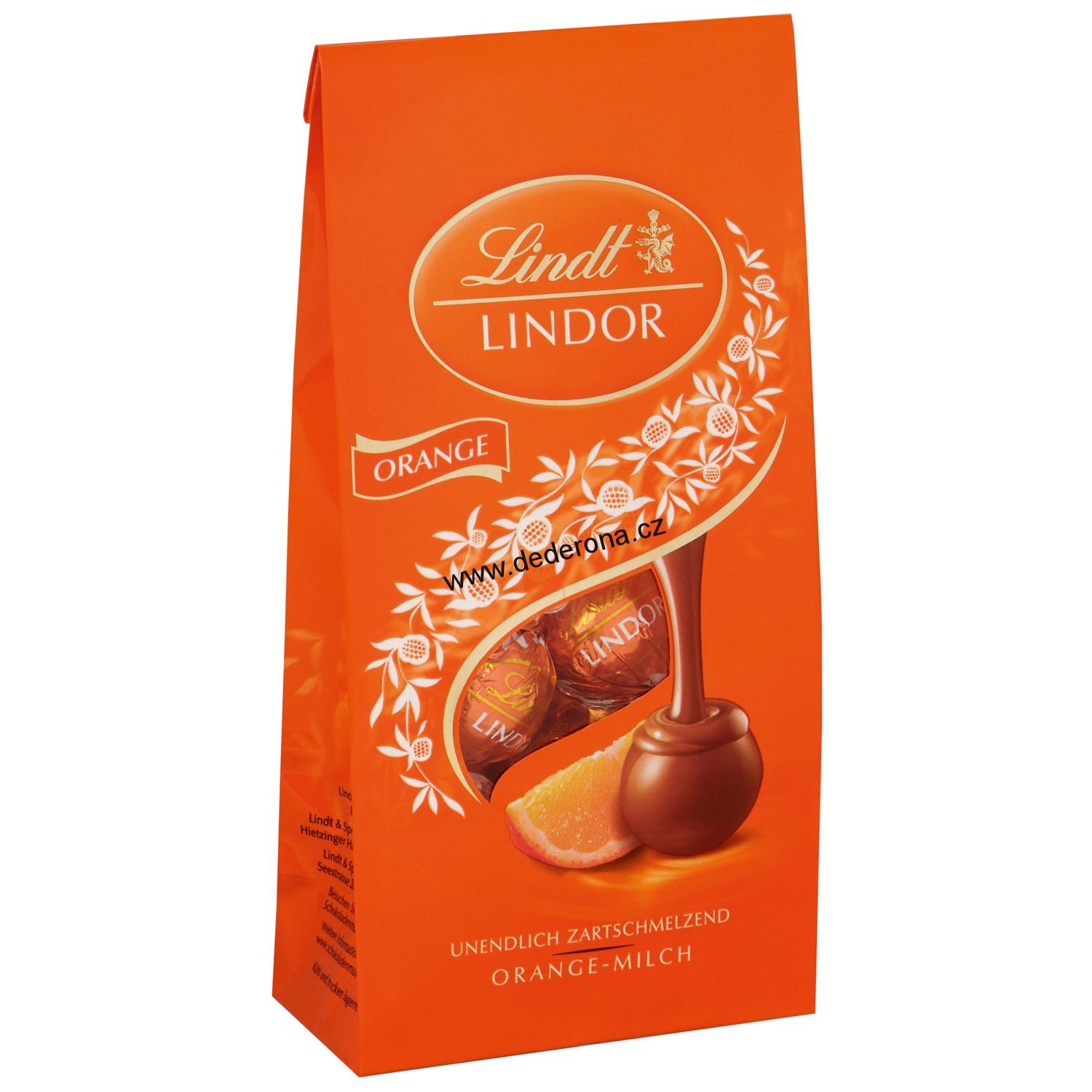 Lindt LINDOR - Čokoládové KULIČKY POMERANČ 137g - Německo!