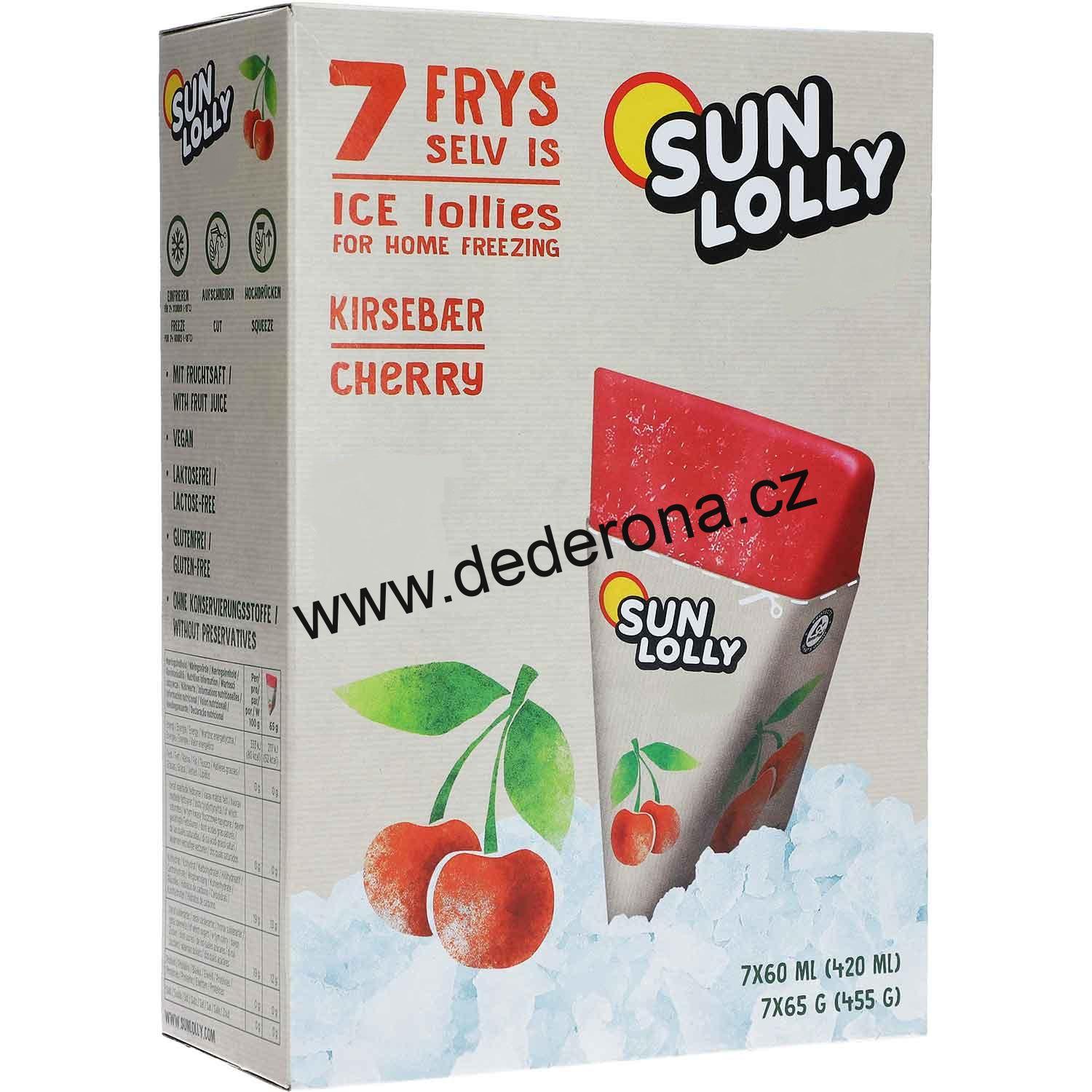 SUN LOLLY - ZMRZLINA k domácímu zmrazení TŘEŠEŇ 7ks/bal. - Německo!