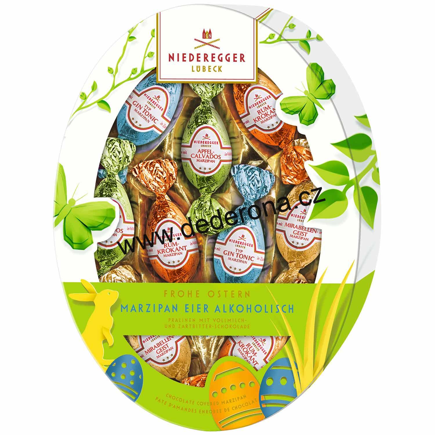 Niederegger - VELIKONOČNÍ MARCIPÁNOVÁ VAJÍČKA MIX ALKOHOL 150g - Německo!