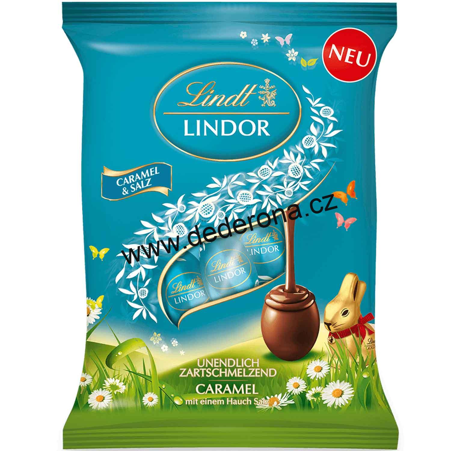 Lindt - LINDOR VELIKONOČNÍ čokoládová VAJÍČKA KARAMEL a SŮL 90g - Německo!