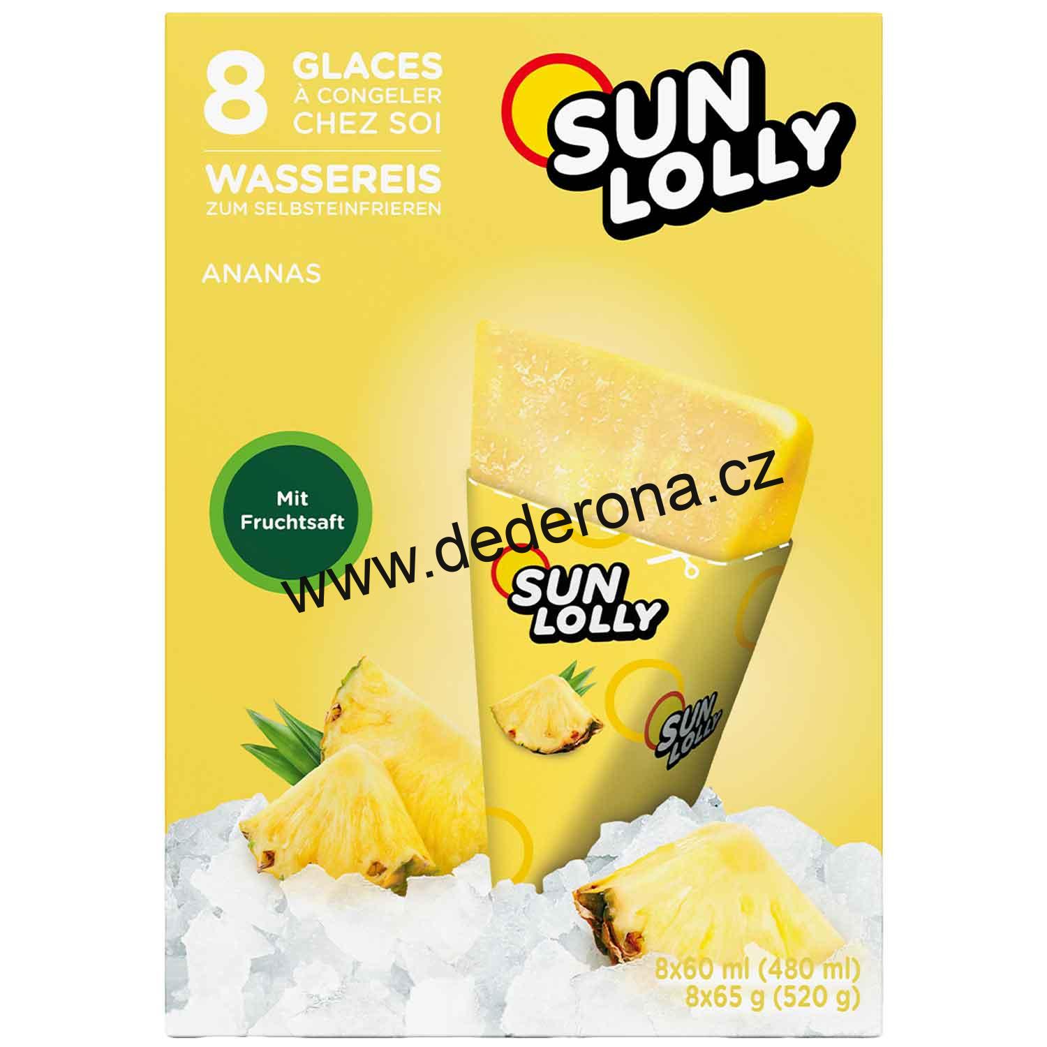 SUN LOLLY - ZMRZLINA k domácímu zmrazení ANANAS 8ks/bal. - Německo!