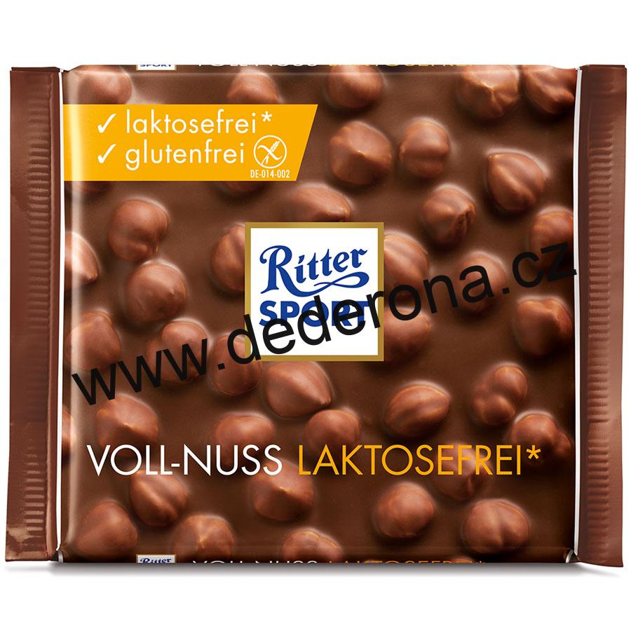 Ritter Sport - MLÉČNÁ čokoláda s OŘÍŠKY BEZ LAKTÓZY, BEZ LEPKU 100g - Německo!