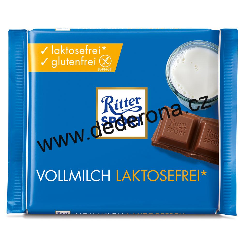 Ritter Sport - MLÉČNÁ čokoláda BEZ LAKTÓZY, BEZ LEPKU 100g - Německo!