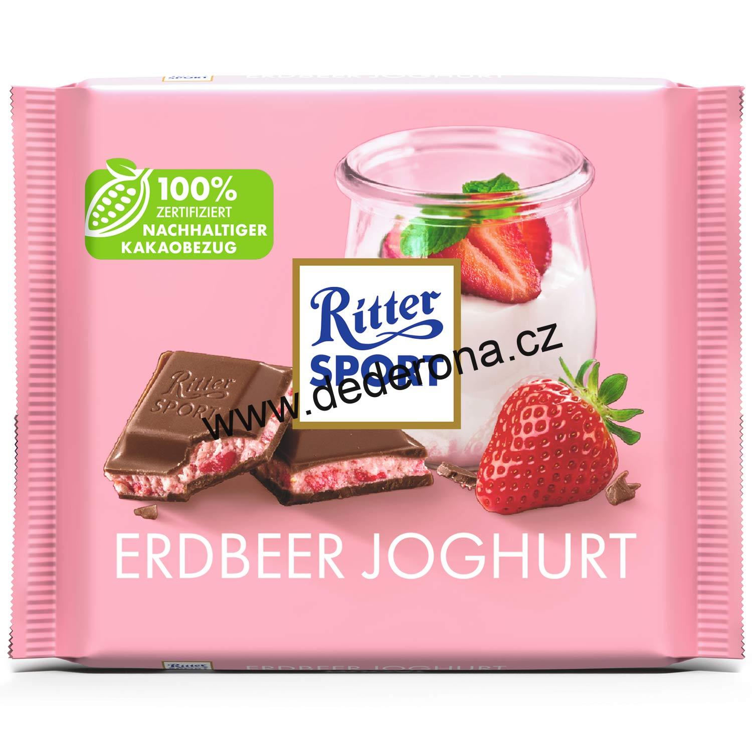 Ritter Sport - MLÉČNÁ čokoláda JAHODY/JOGURT 100g - Německo!