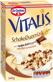 Dr.Oetker - VITALIS MÜSLI MLÉČNÁ/BÍLÁ ČOKOLÁDA 500g - Německo!