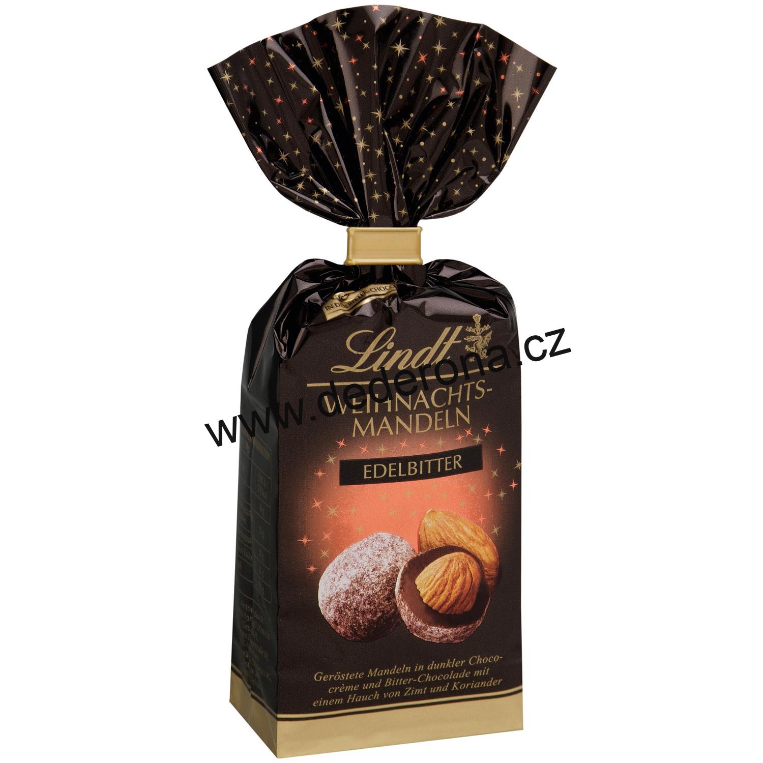 Lindt - VÁNOČNÍ MANDLE v HOŘKÉ ČOKOLÁDĚ 100g - Německo!