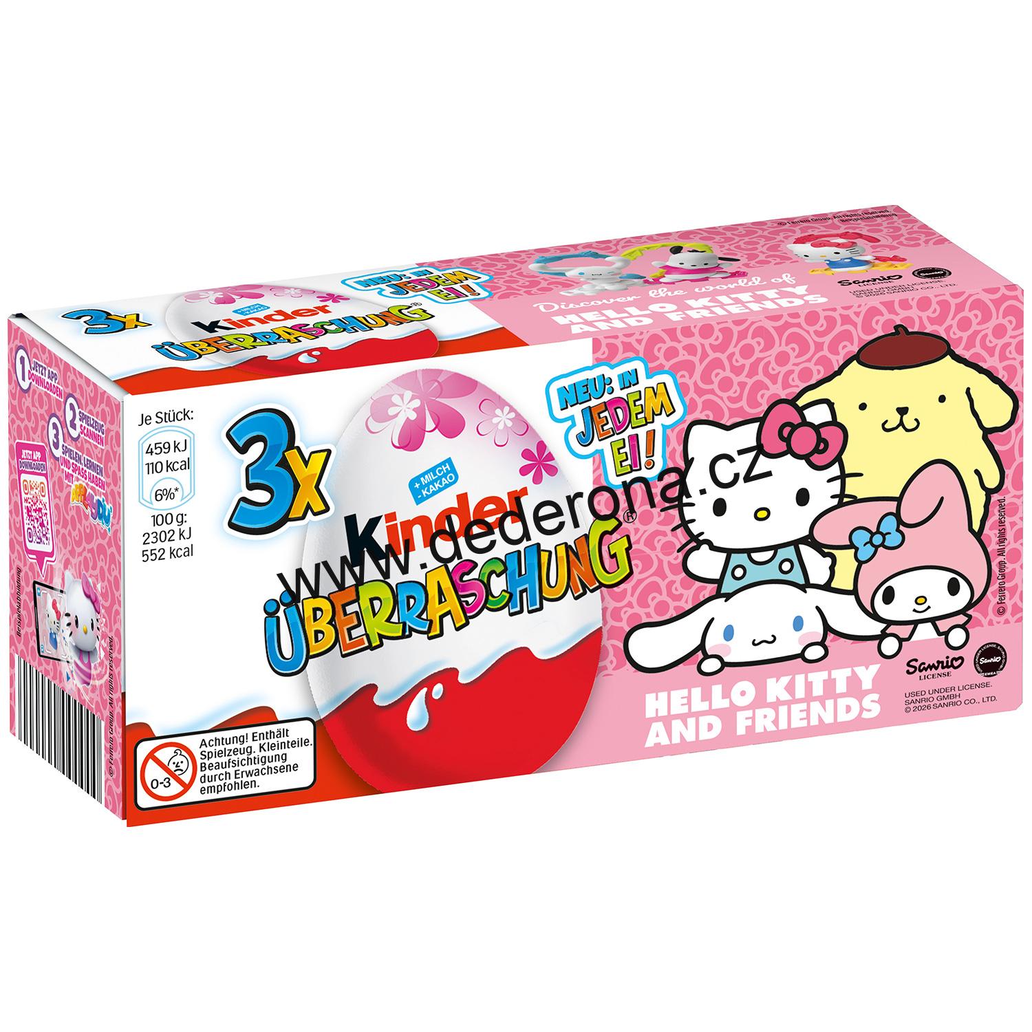 Kinder - Vajíčka HELLO KITTY and FRIENDS 3ks/bal. 2026 - Německo!